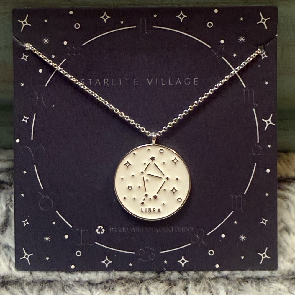 🌸 4 for $10 NWT Starlite Village Silver Libra Zodiac Necklace